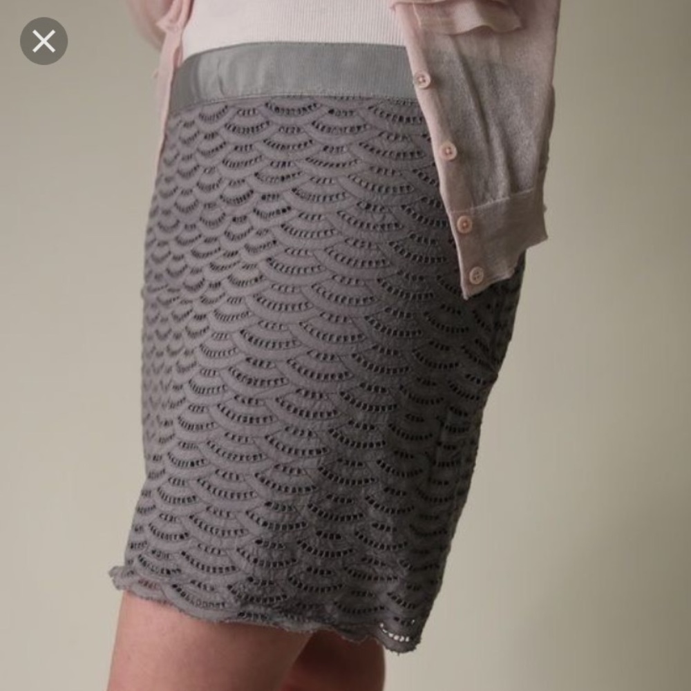 J. Crew Gray Eyelet Skirt Size 4 - Picture 1 of 6
